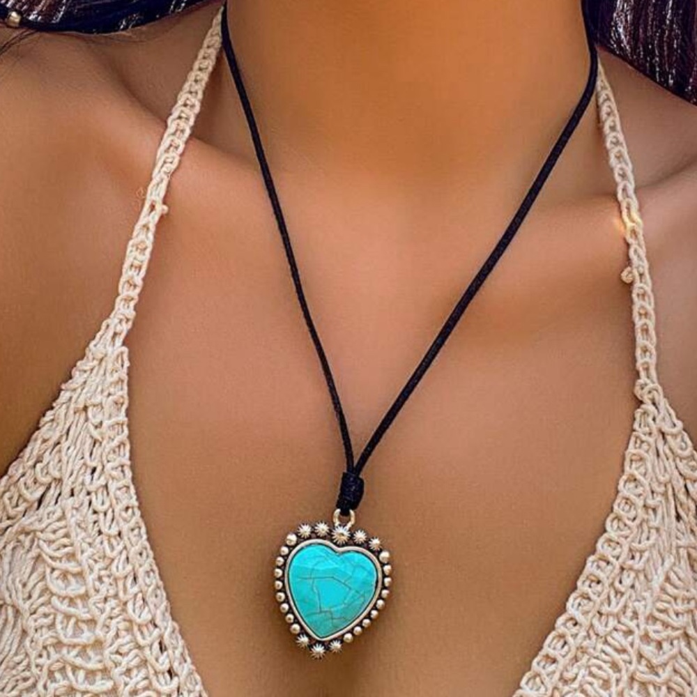 Turquoise Heart Pendant Necklace